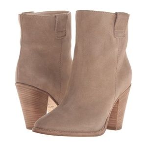 Aquatalia Suede Leather Ankle Boots Size 9 Beige Tan Booties Weatherproof New